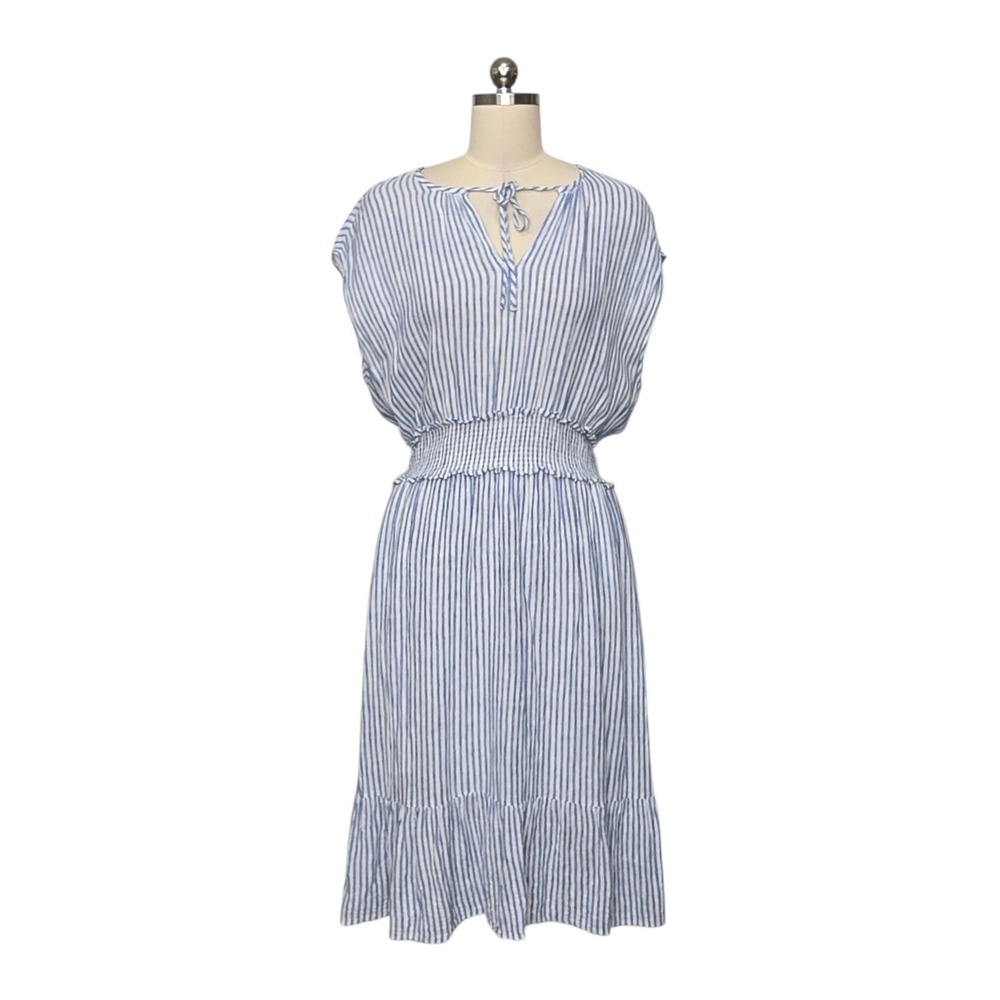 Rails‎ Ashlyn Fremont Stripe Linen Blend Midi Dress Blue White Size Large
